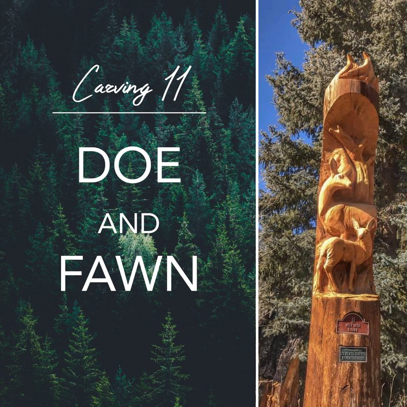 Carving 11: Doe and Fawn